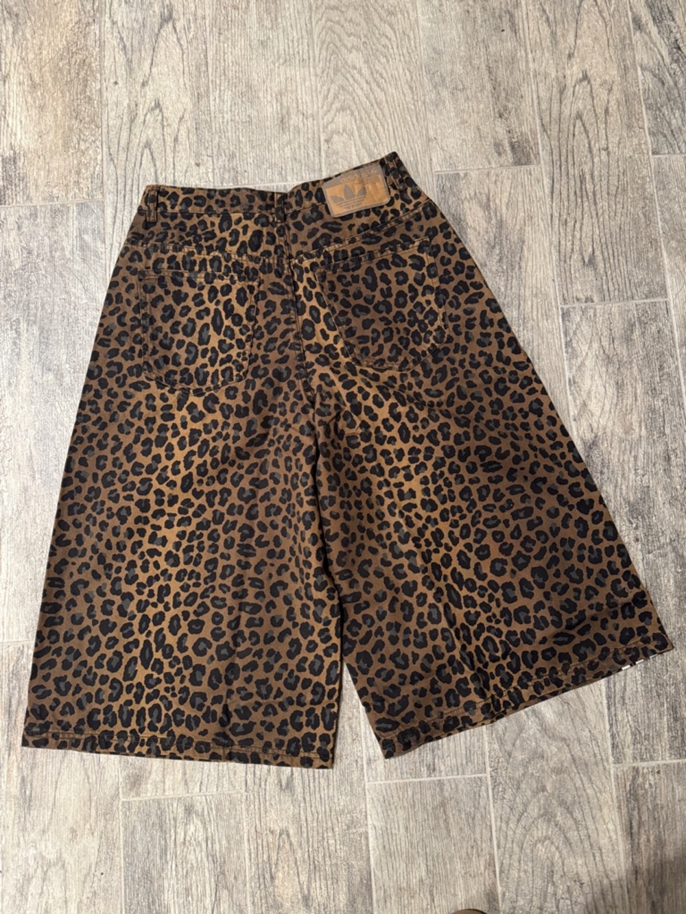 Leopard Print Kids Athletic Shorts with White Stripes - Picture 2 of 6